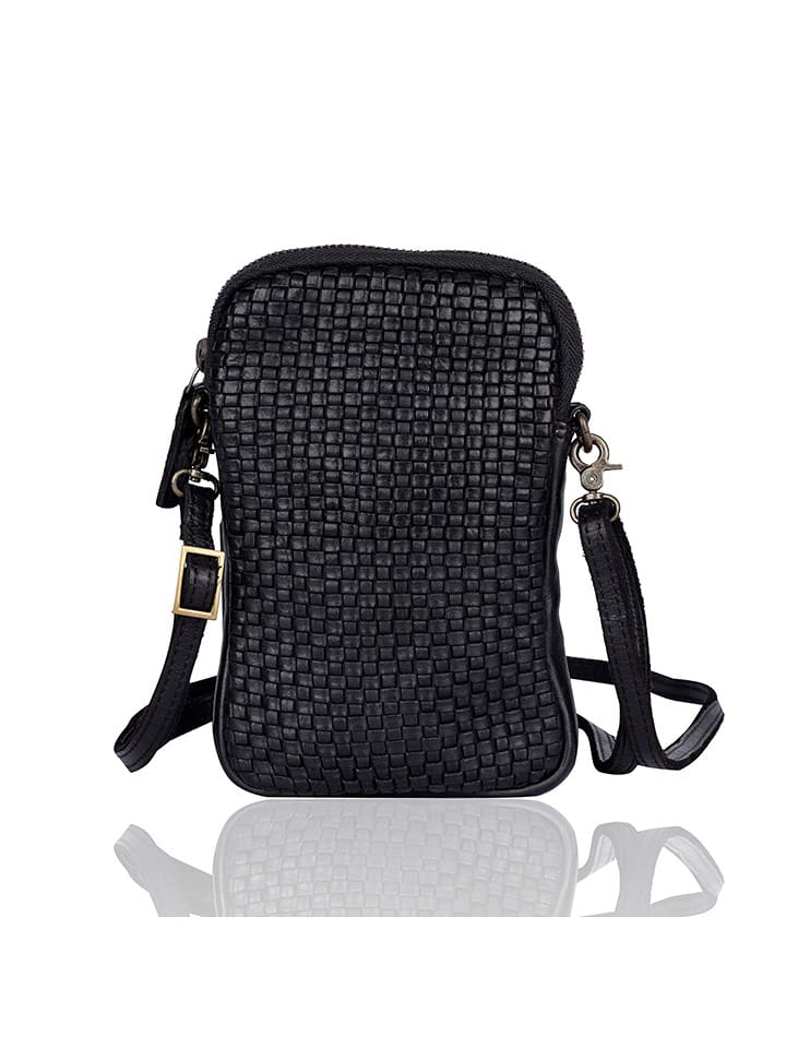 Bellicci Skórzana torebka "Everly" w kolorze czarnym na telefon - 11 x 19 x 2 cm rozmiar: onesize