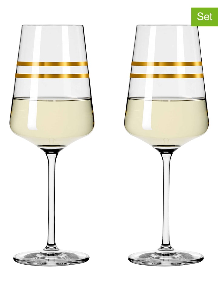 RITZENHOFF Kieliszki (2 szt.) w kolorze złotym do białego wina - 400 ml rozmiar: onesize