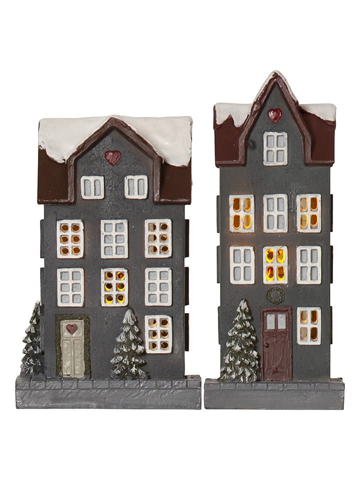 STAR Trading Dekoracje LED (2 szt.) "Home" w kolorze szarym ze wzorem - wys. 14,5 cm rozmiar: onesize