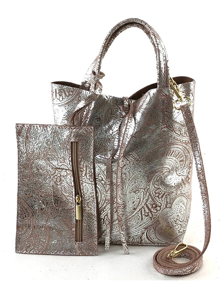 Amara Skórzana torebka "Paisley" w kolorze jasnoróżowym - 23 x 23 x 9 cm rozmiar: onesize