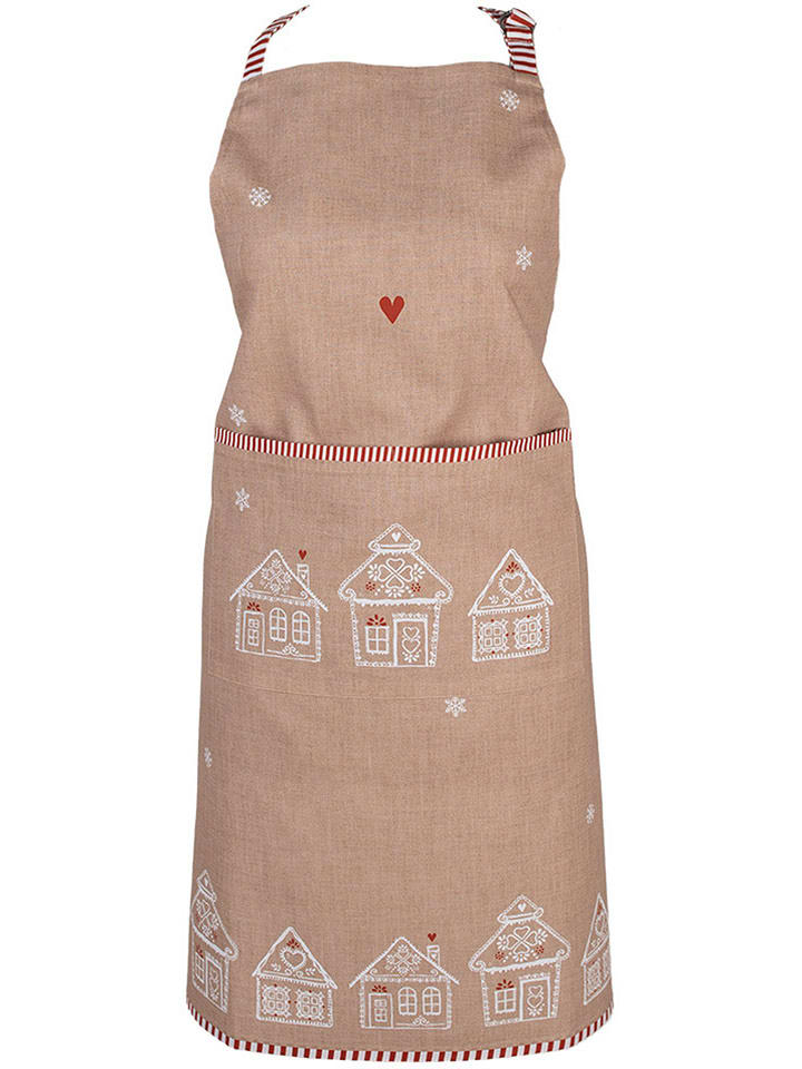 Clayre & Eef Fartuch w kolorze beżowym - 85 x 70 cm rozmiar: onesize