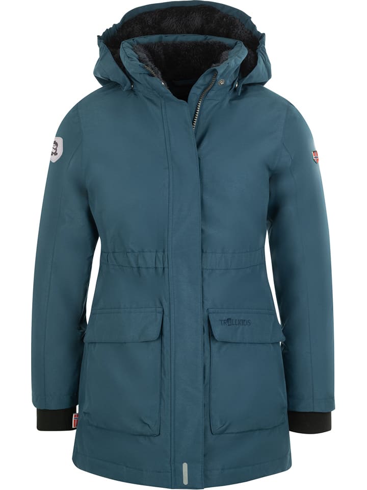 Trollkids Płaszcz puchowy "Alesund" w kolorze niebieskim rozmiar: 110