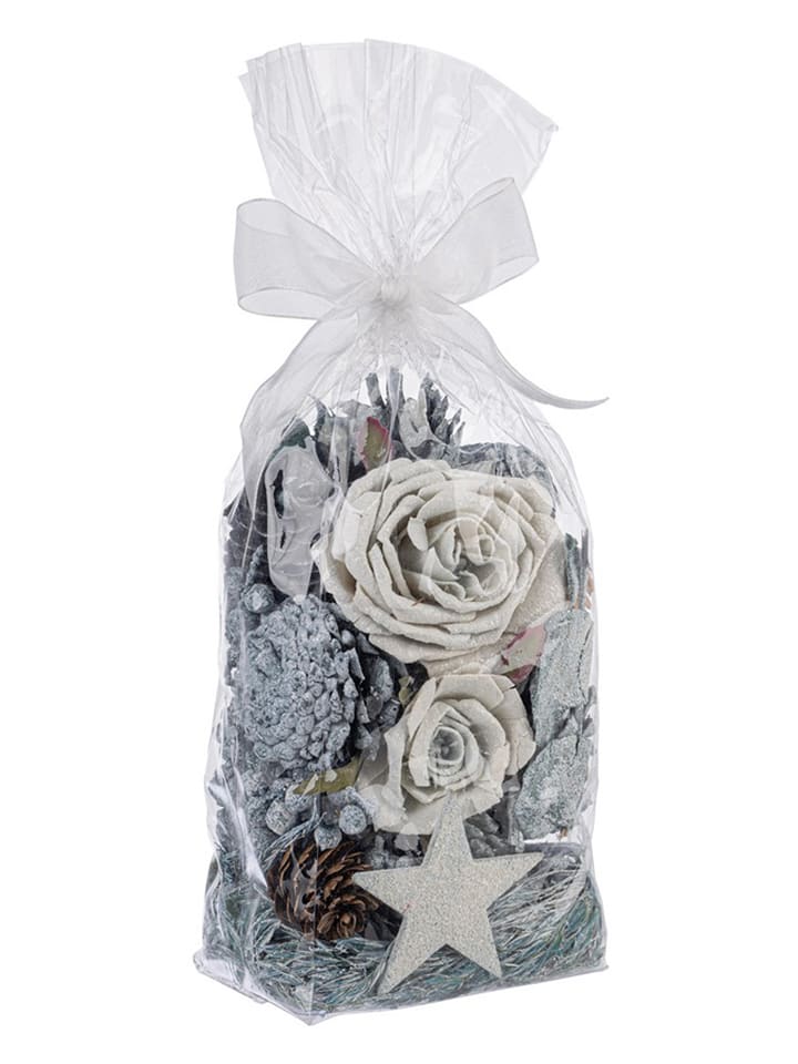 Bizzotto Woreczek dekoracyjny "Green Flowers" w kolorze srebrnym - wys. 20 cm rozmiar: onesize