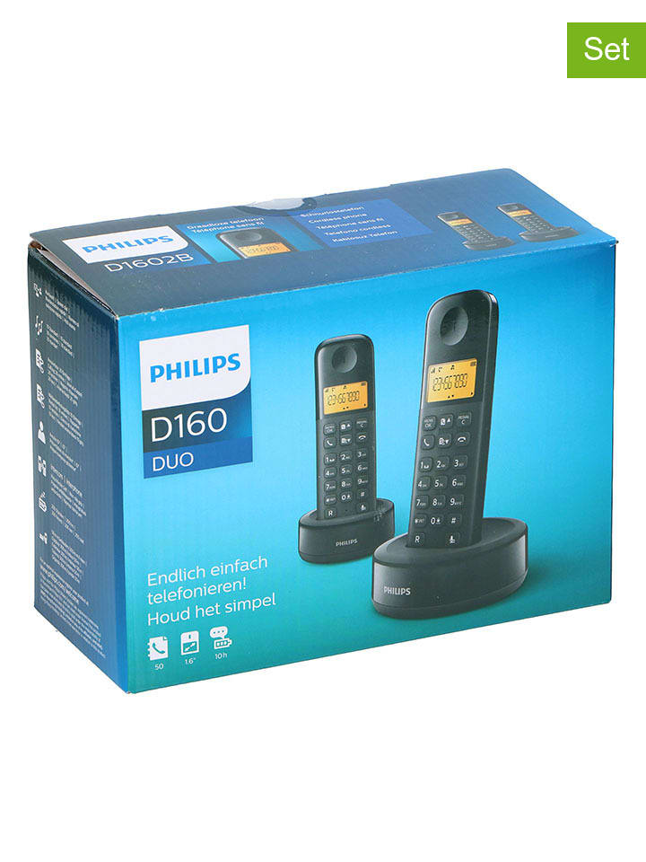 Philips Bezprzewodowe telefony (2 szt.) "D1602B/01 Dual" rozmiar: onesize