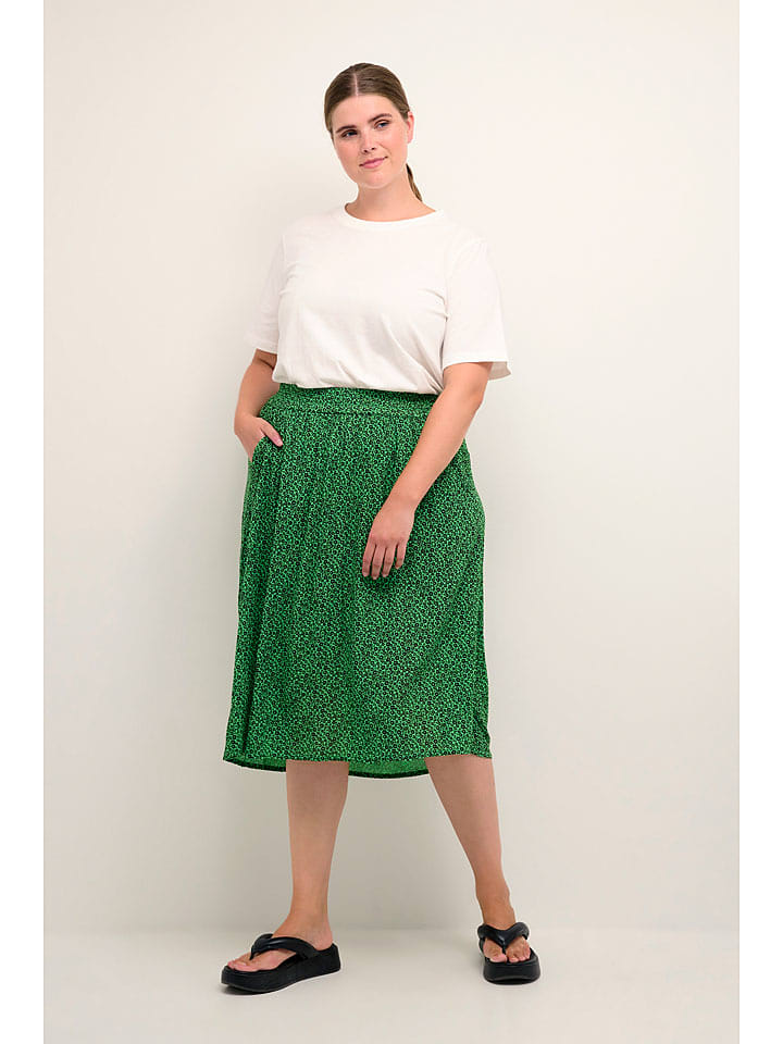 KAFFE curve Spódnica "Isma" w kolorze zielono-czarnym rozmiar: 52
