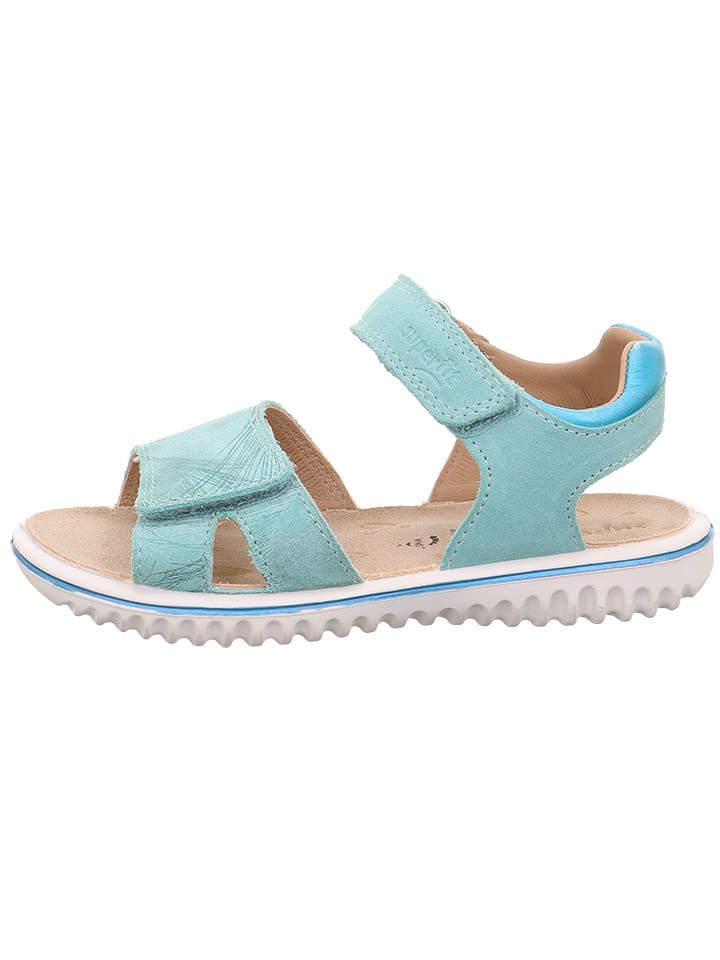 superfit Skórzane sandały "Sparkle" w kolorze błękitnym rozmiar: 27