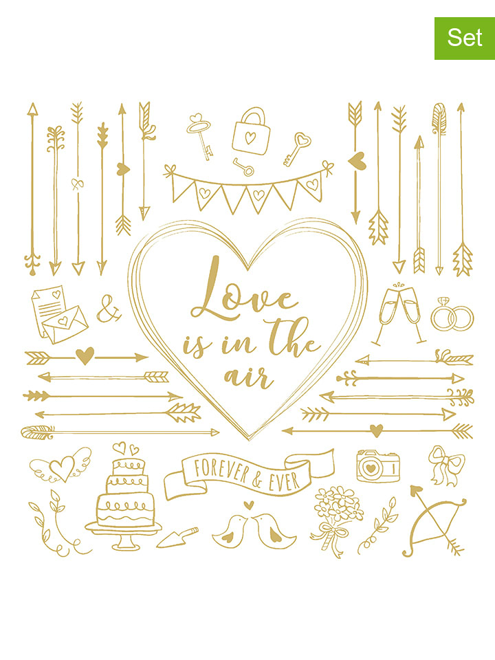 ppd Serwetki (40 szt.) "Love is in the Air" w kolorze złoto-białym rozmiar: onesize