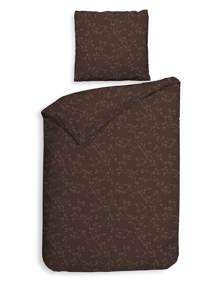 HNL Komplet pościeli flanelowej "Alloro" w kolorze brązowym rozmiar: 155x220 cm