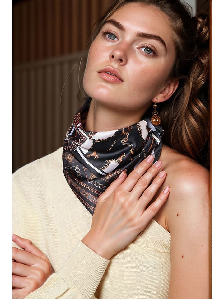 Lucky Bees Chusta w kolorze czarno-pomarańczowym - 50 x 50 cm rozmiar: onesize