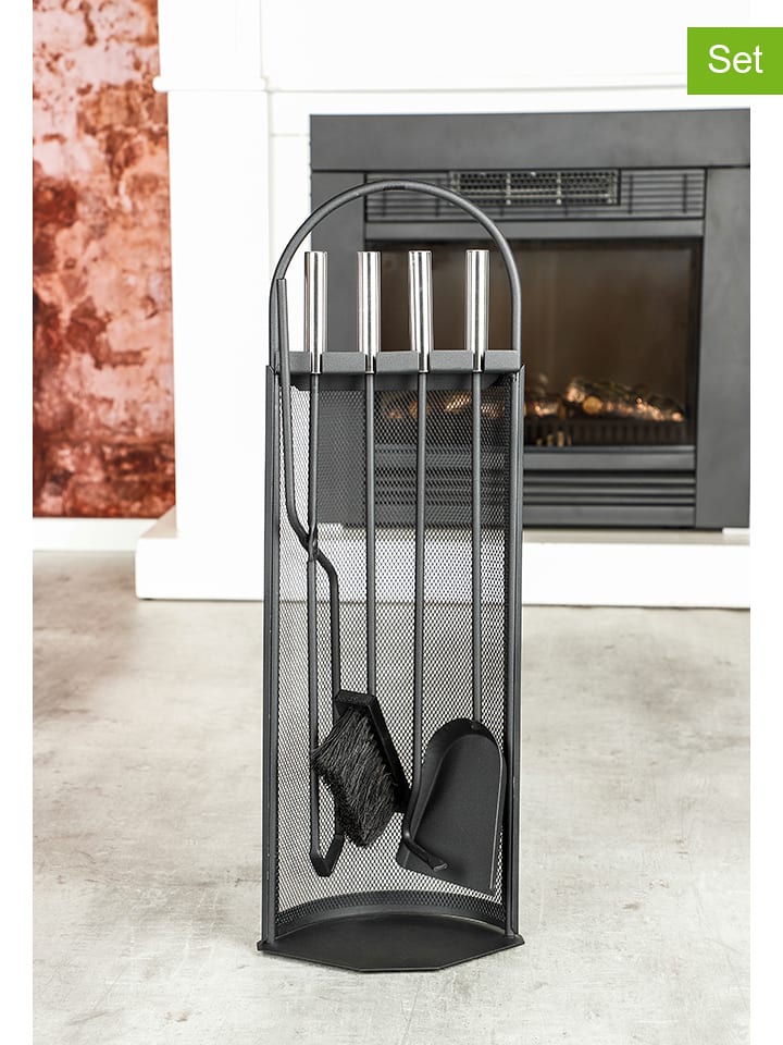 Everysentials 5-częściowy zestaw narzędzi kominkowych w kolorze srebrno-czarnym rozmiar: onesize