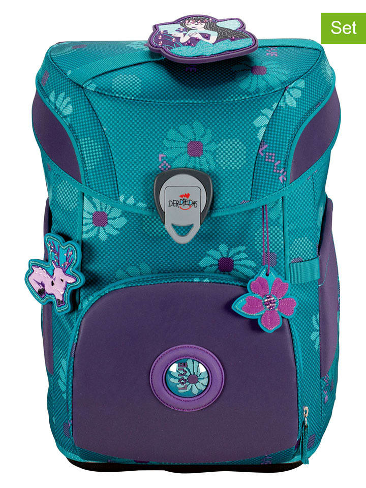 DerDieDas 6-częściowy zestaw szkolny "ErgoFlex Easy - Fairy Flower" w kolorze turkusowym rozmiar: onesize