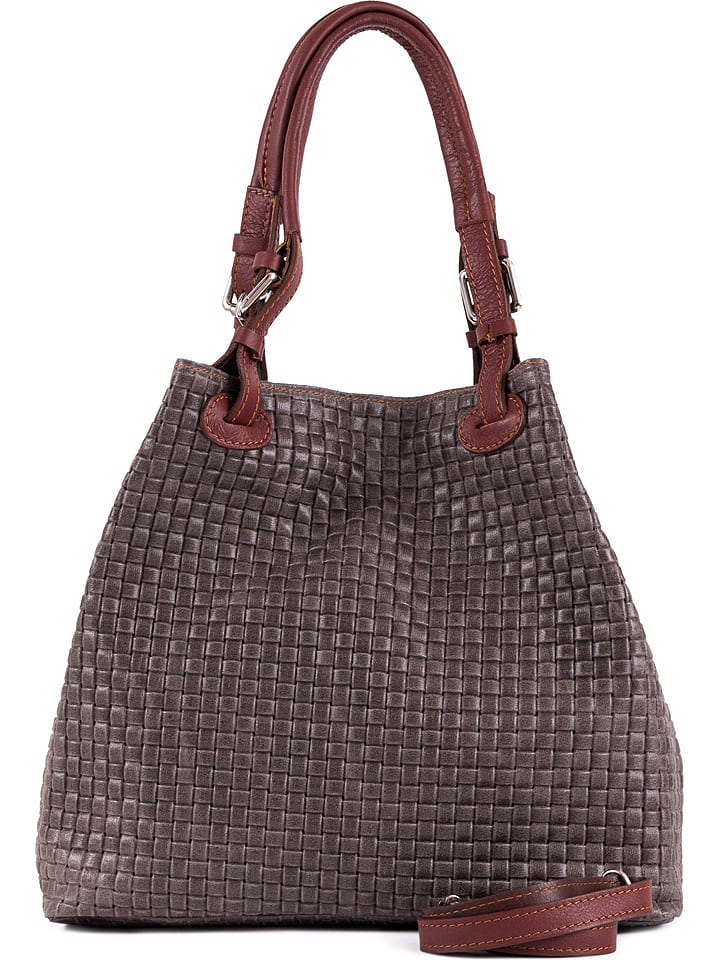 Lia Biassoni Skórzana torebka w kolorze szarym - 34 x 29 x 21 cm rozmiar: onesize