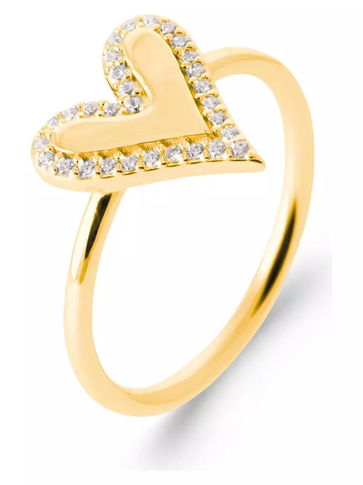 L'Atélier Précieux Pozłacany pierścionek z cyrkoniami rozmiar: 60