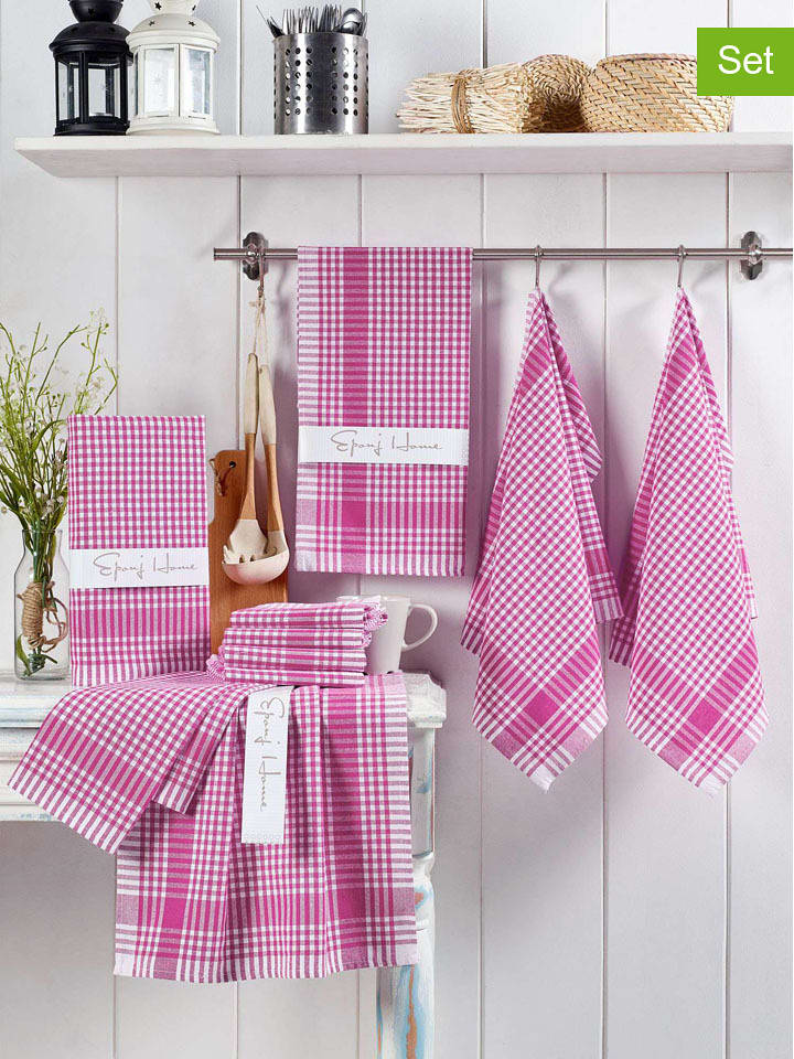 Colourful Cotton Ściereczki (10 szt.) w kolorze fioletowym do naczyń rozmiar: 45x65 cm