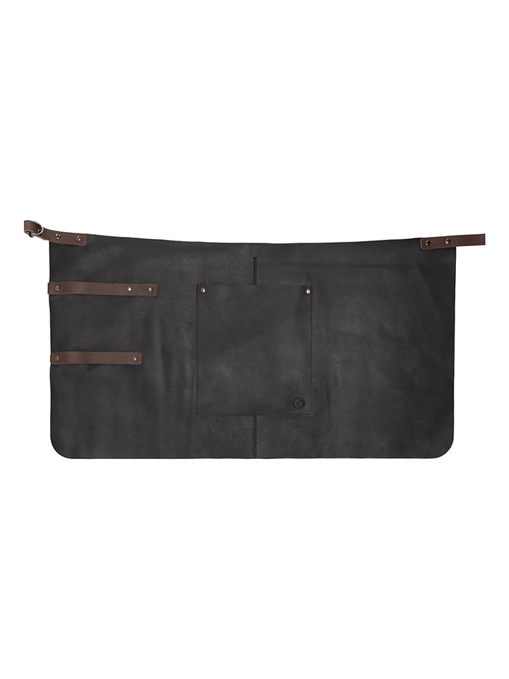 HIDE & STITCHES Skórzany fartuch w kolorze czarnym do grilowania - 38 x 70 x 0,5 cm rozmiar: onesize