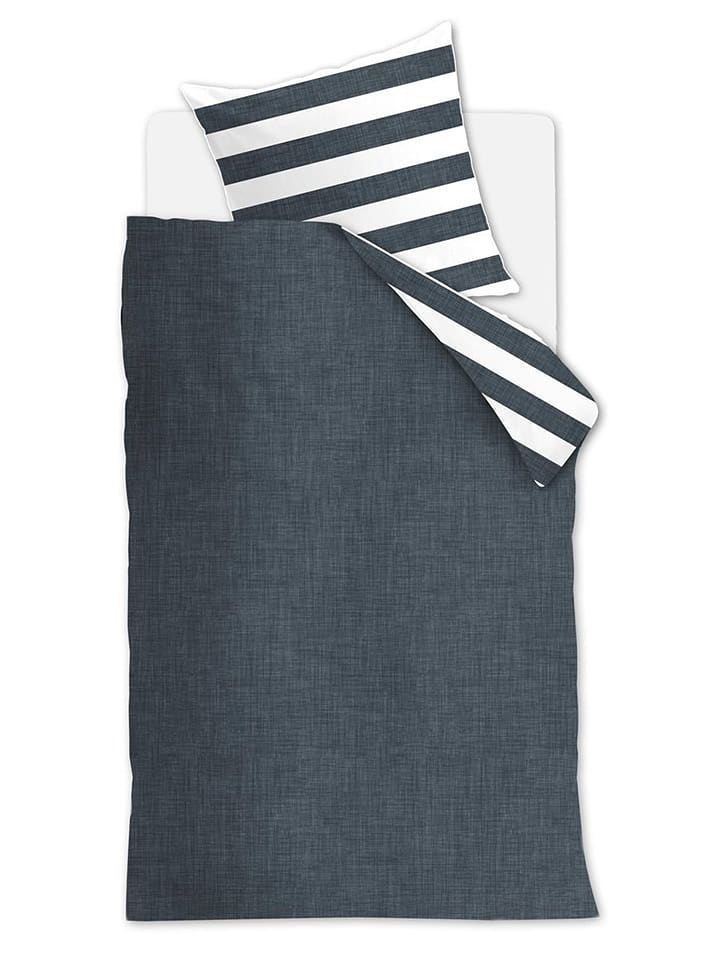 Rivièra Maison Komplet pościeli "Lindy Lines" w kolorze granatowym rozmiar: 135x200 cm