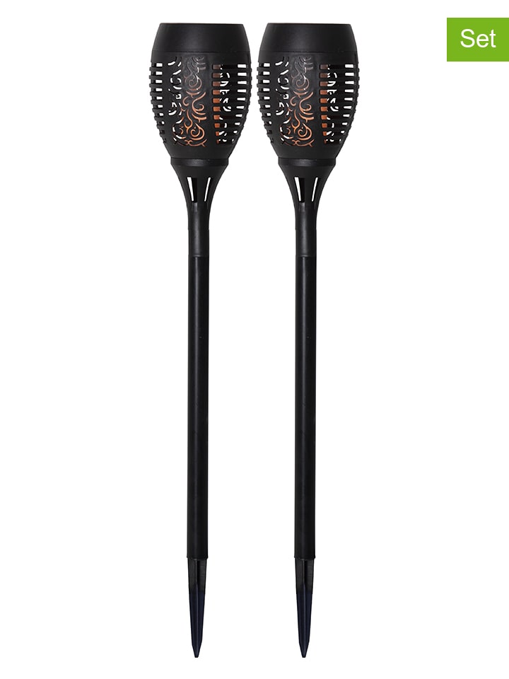 STAR Trading Solarne lampy ogrodowe LED (2 szt.) "Flame" w kolorze czarnym - wys. 50 cm rozmiar: onesize