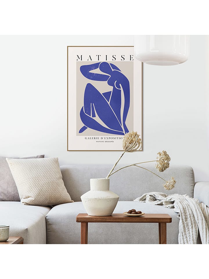 Orangewallz Druk artystyczny "Blue Matisse Figure" w ramce rozmiar: 50x70 cm