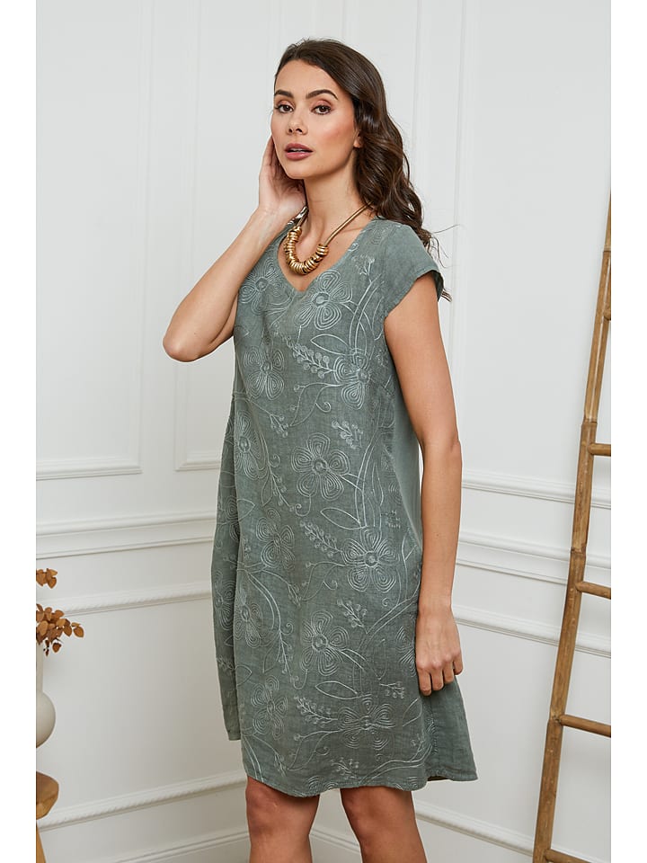 La Compagnie Du Lin Lniana sukienka w kolorze khaki rozmiar: XL