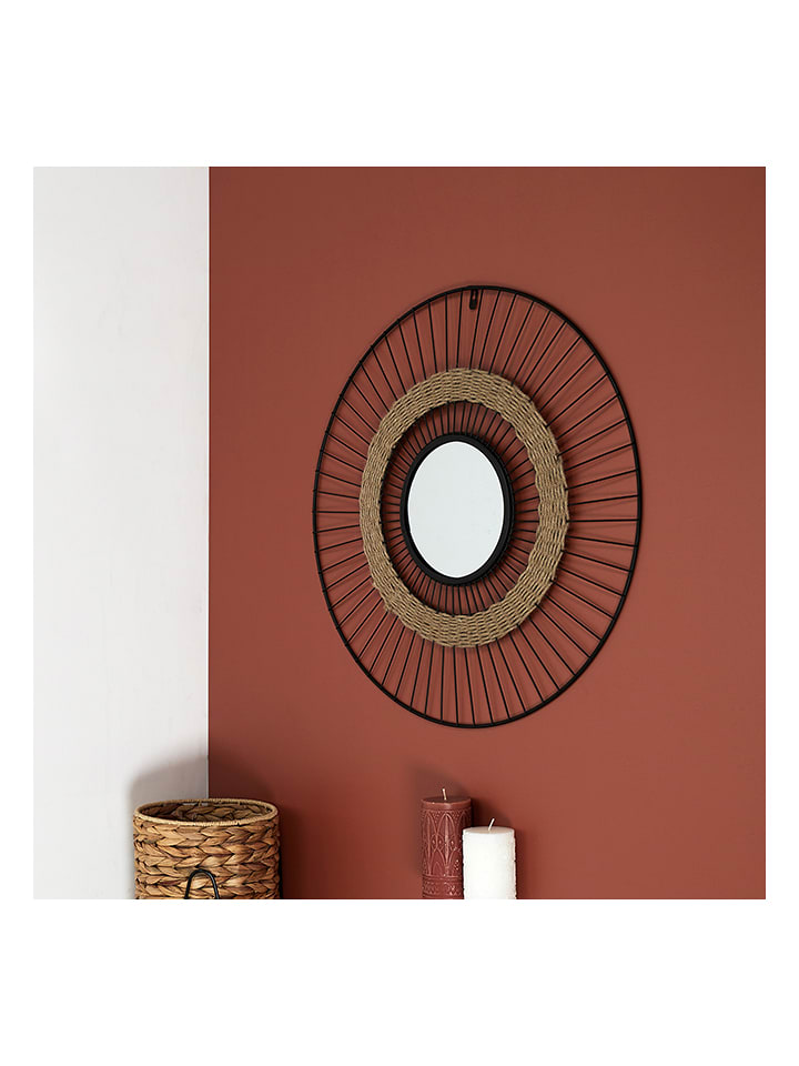 Ethnical Life Lustro ścienne w kolorze czarnym - Ø 60 cm rozmiar: onesize