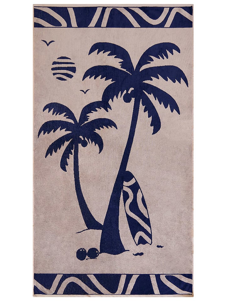 Le Comptoir de la Plage Ręcznik plażowy "Likoma" w kolorze beżowo-granatowym - 170 x 90 cm rozmiar: onesize