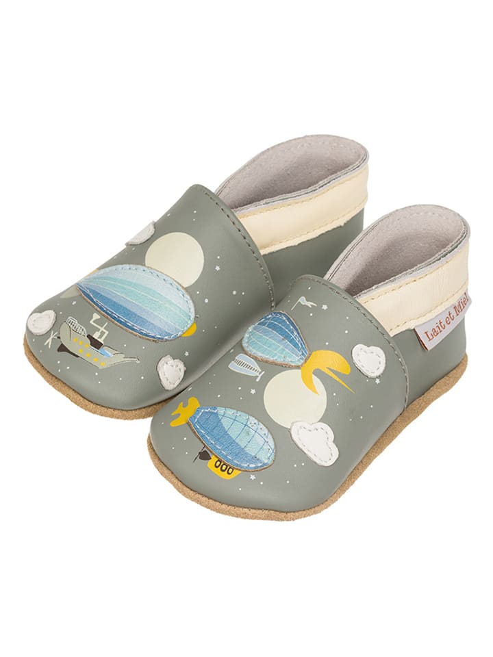 Lait et Miel Skórzane buty "Zeppelin" w kolorze szarym ze wzorem do raczkowania rozmiar: 23/24