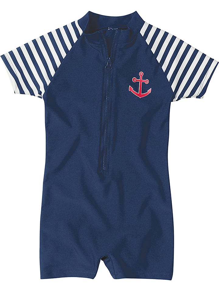 Playshoes Strój kąpielowy "Maritim" w kolorze biało-granatowym rozmiar: 86/92