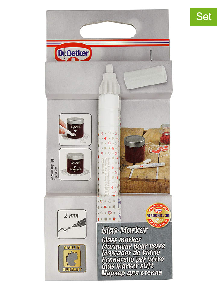 Dr. Oetker Markery (2 szt.) w kolorze białym do szkła - dł. 13 cm rozmiar: onesize