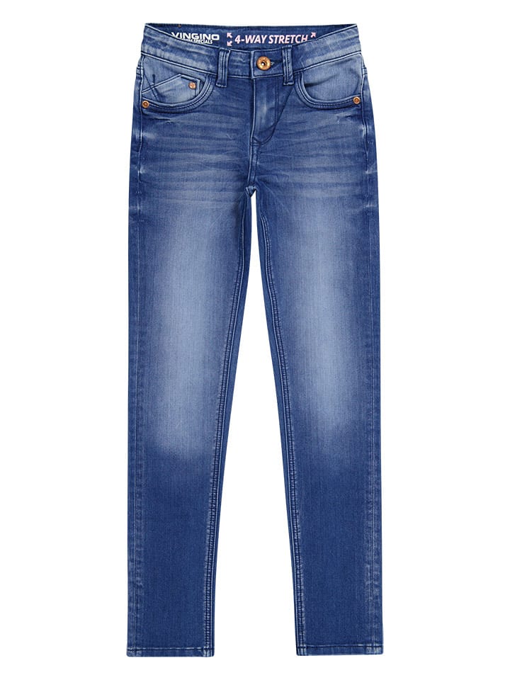 Vingino Dżinsy "Bella" - Super Skinny fit - w kolorze niebieskim rozmiar: 134