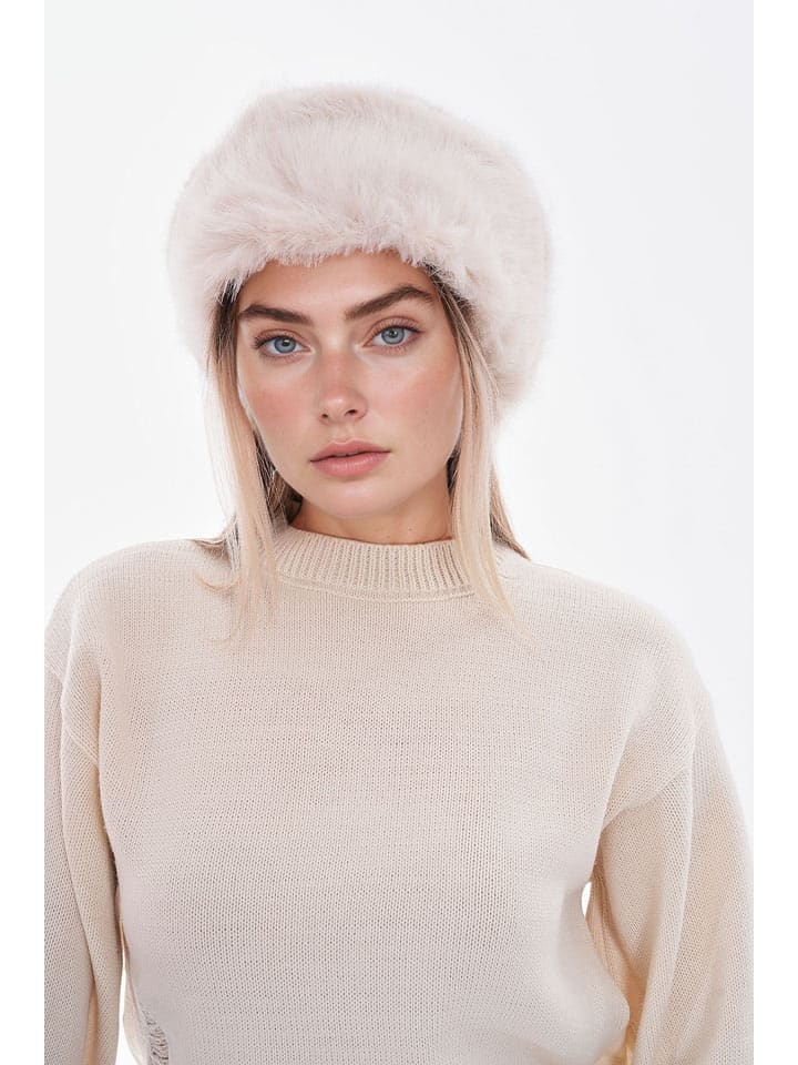 Lucky Bees Czapka w kolorze kremowym rozmiar: onesize