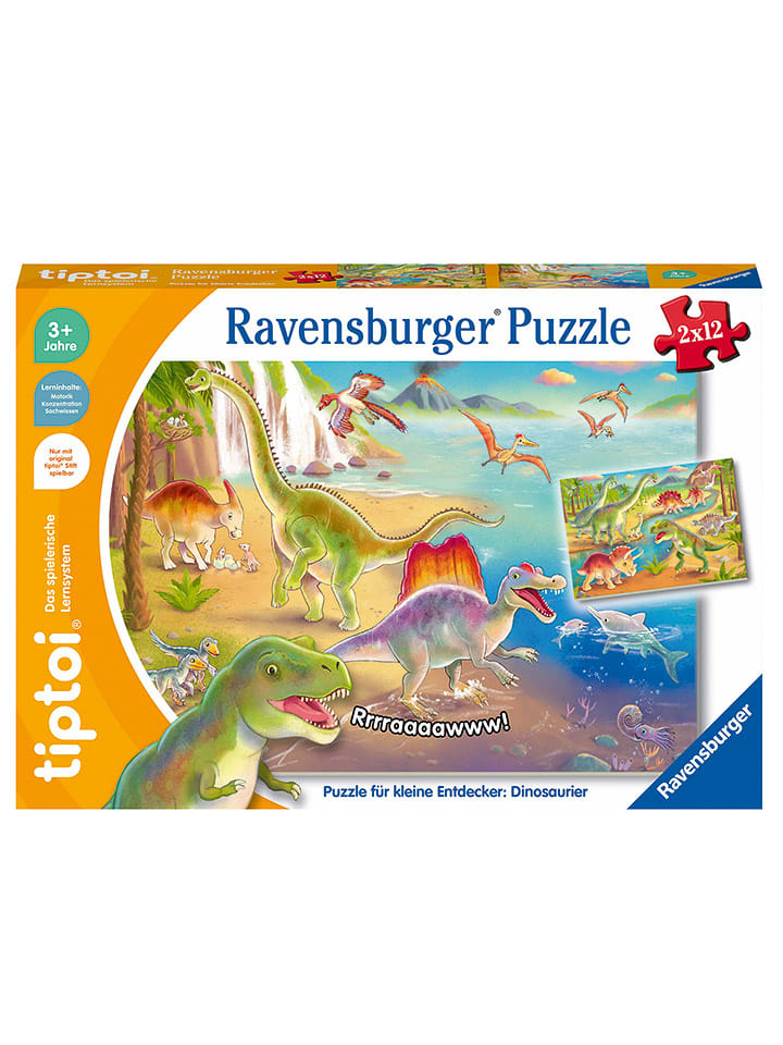 Ravensburger Puzzle tiptoi® (2x12) "Dinozaury" - 3+ rozmiar: onesize