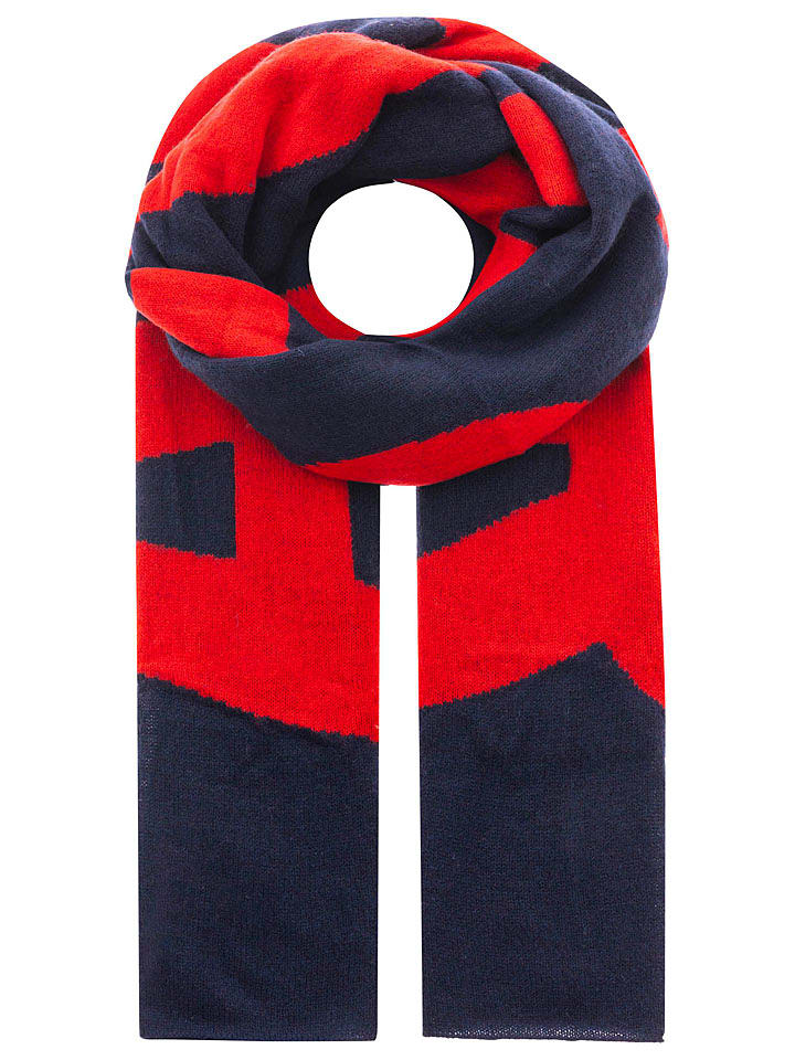 Zwillingsherz Kaszmirowy szal "Amour" w kolorze granatowo-czerwonym rozmiar: onesize