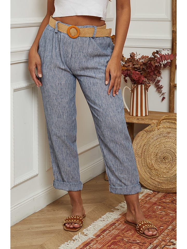 La Compagnie Du Lin Spodnie w kolorze niebieskim rozmiar: XXL