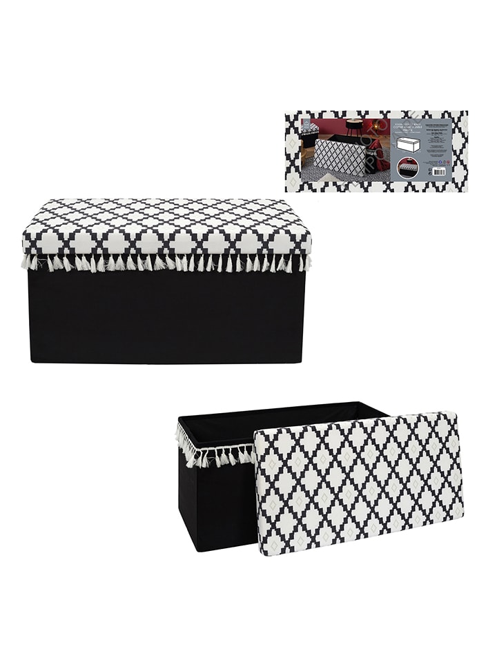 Ethnical Life Ławka w kolorze czarno-białym ze schowkiem - 87 x 38 x 38 cm rozmiar: onesize