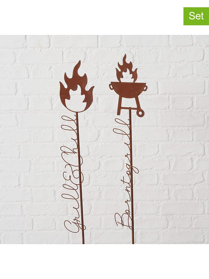 Boltze Dekoracje ogrodowe (2 szt.) "BBQ" w kolorze brązowym - wys. 118 cm rozmiar: onesize
