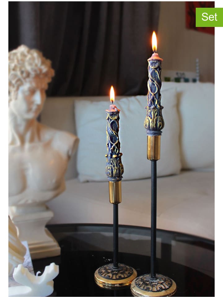 Lucky Bees Świece (2 szt.) w kolorze złoto-granatowym - 2x 50 g rozmiar: onesize