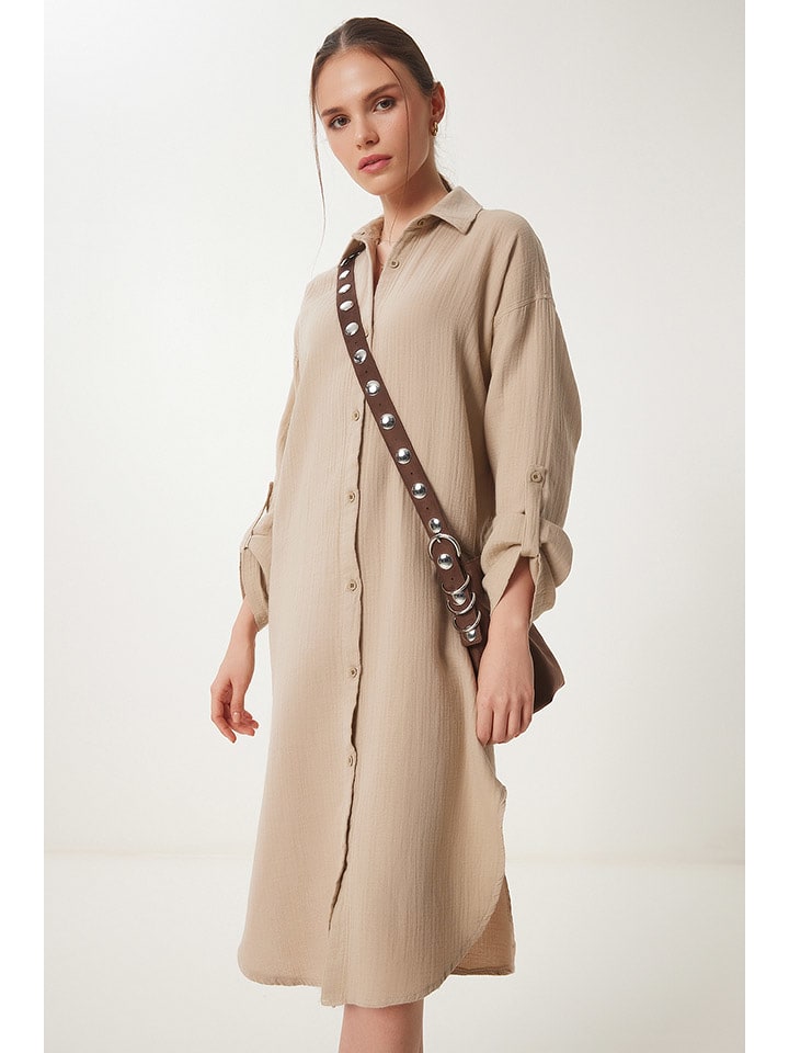 Happiness Istanbul Sukienka koszulowa w kolorze beżowym rozmiar: 38