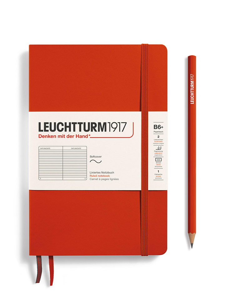 LEUCHTTURM1917 Notatnik w kolorze czerwonym w linie - B6+ rozmiar: onesize