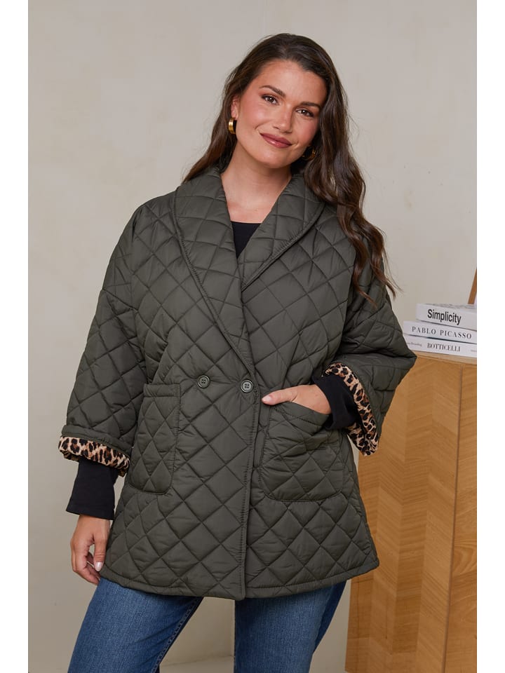 Curvy Lady Kurtka pikowana w kolorze khaki rozmiar: 44/46