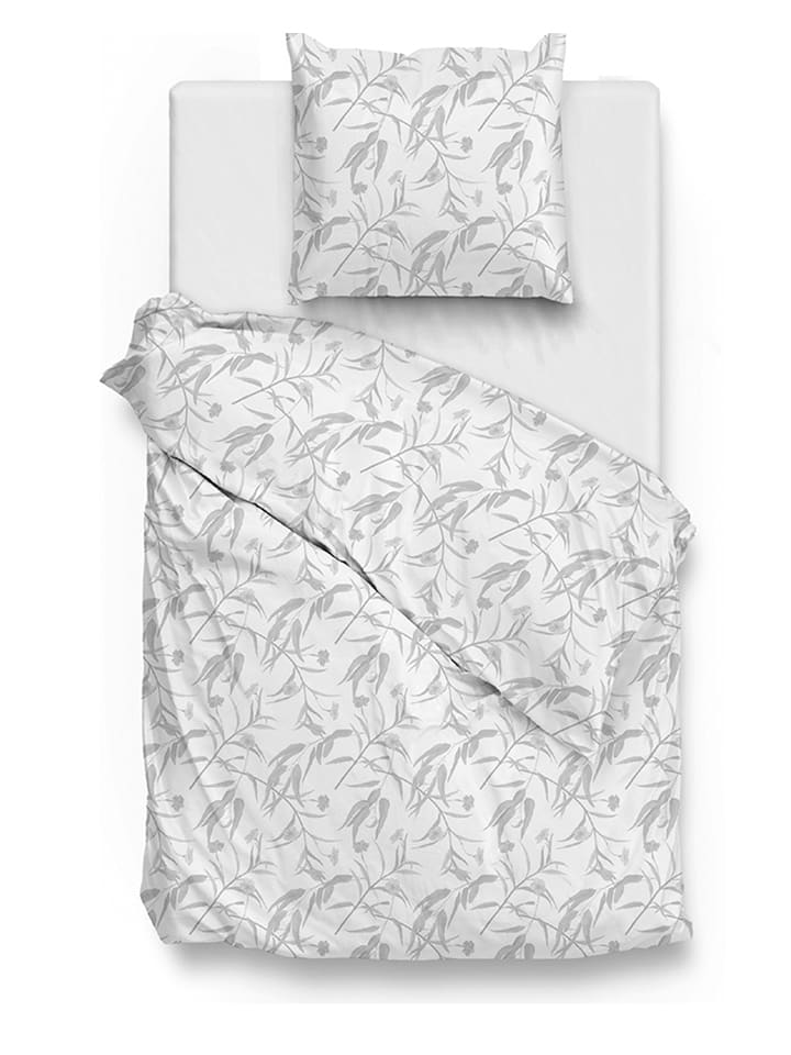 Zo!Home Komplet pościeli satynowej "Fiori" w kolorze białym rozmiar: 260x220 cm