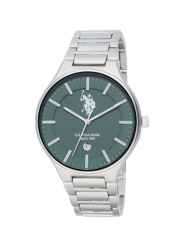 U.S. Polo Assn. Zegarek kwarcowy w kolorze srebrno-zielonym rozmiar: onesize