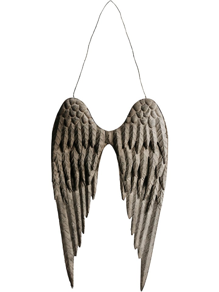 POSIWIO Zawieszka dekoracyjna "Angel Wings" w kolorze szarym - 23 x 37 cm rozmiar: onesize