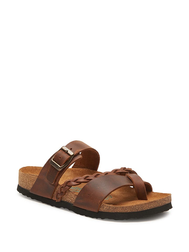 Comfortfusse Skórzane japonki w kolorze brązowym rozmiar: 40