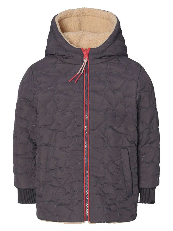 Noppies Dwustronna kurtka pikowana "Nisko" w kolorze antracytowo-beżowym rozmiar: 122