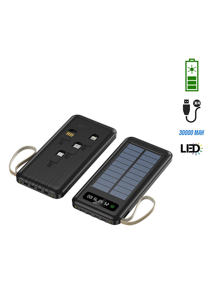 SWEET ACCESS Powerbank solarny w kolorze czarnym - 30.000 mAh rozmiar: onesize