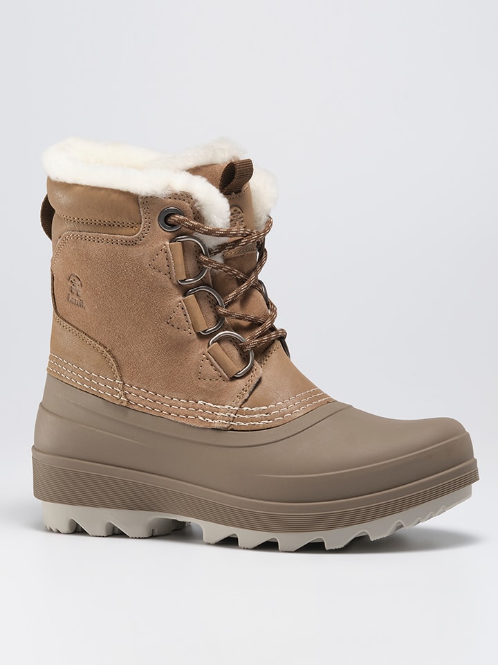 Kamik Skórzane kozaki zimowe "Laurenlo" w kolorze jasnobrązowym rozmiar: 40