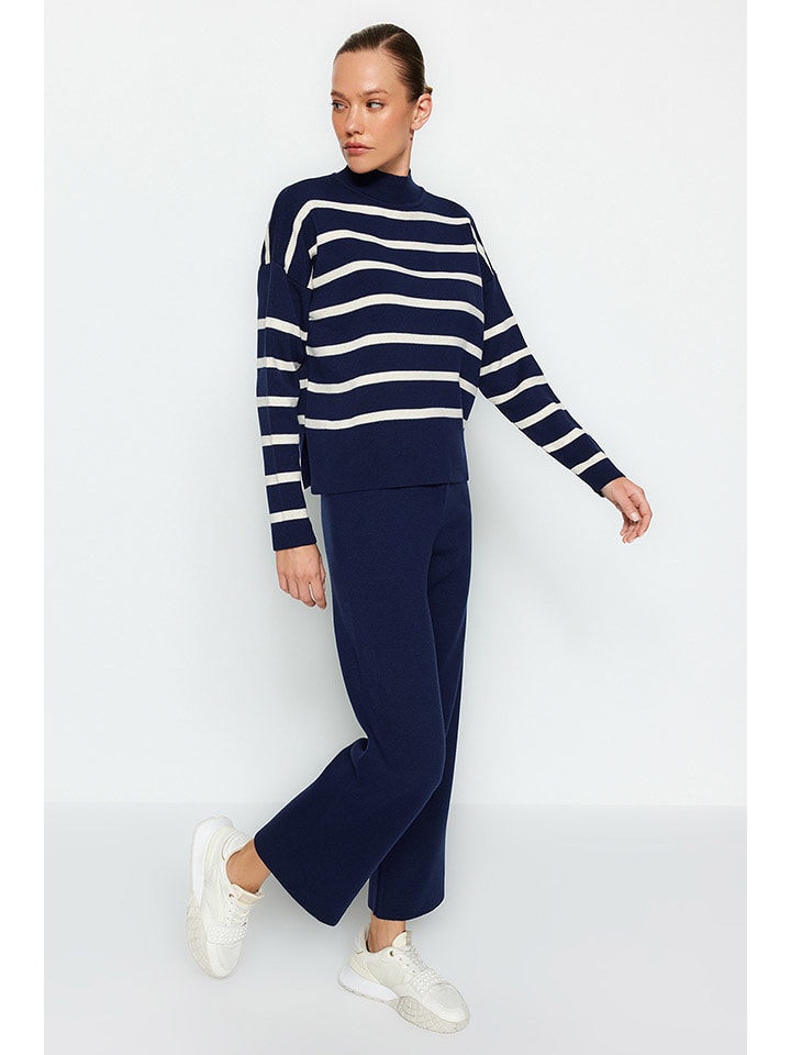 trendyol 2-częściowy zestaw w kolorze granatowo-kremowym rozmiar: M