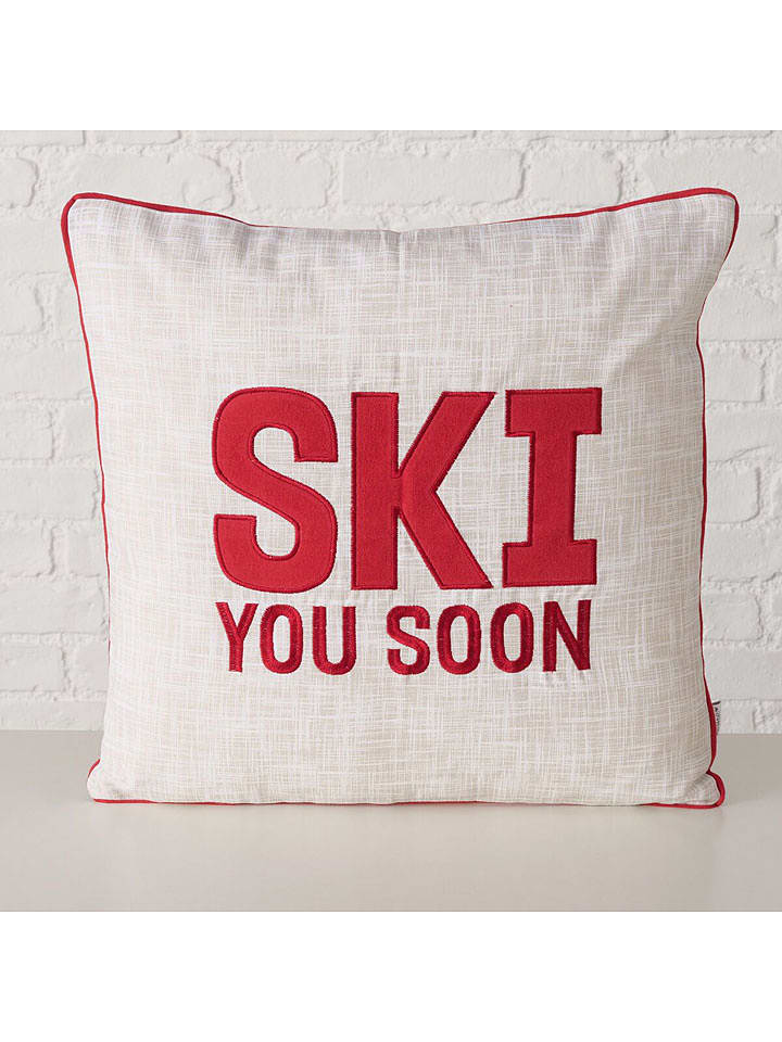Boltze Poduszka "Skiing" w kolorze kremowo-czerwonym - 45 x 45 cm rozmiar: onesize