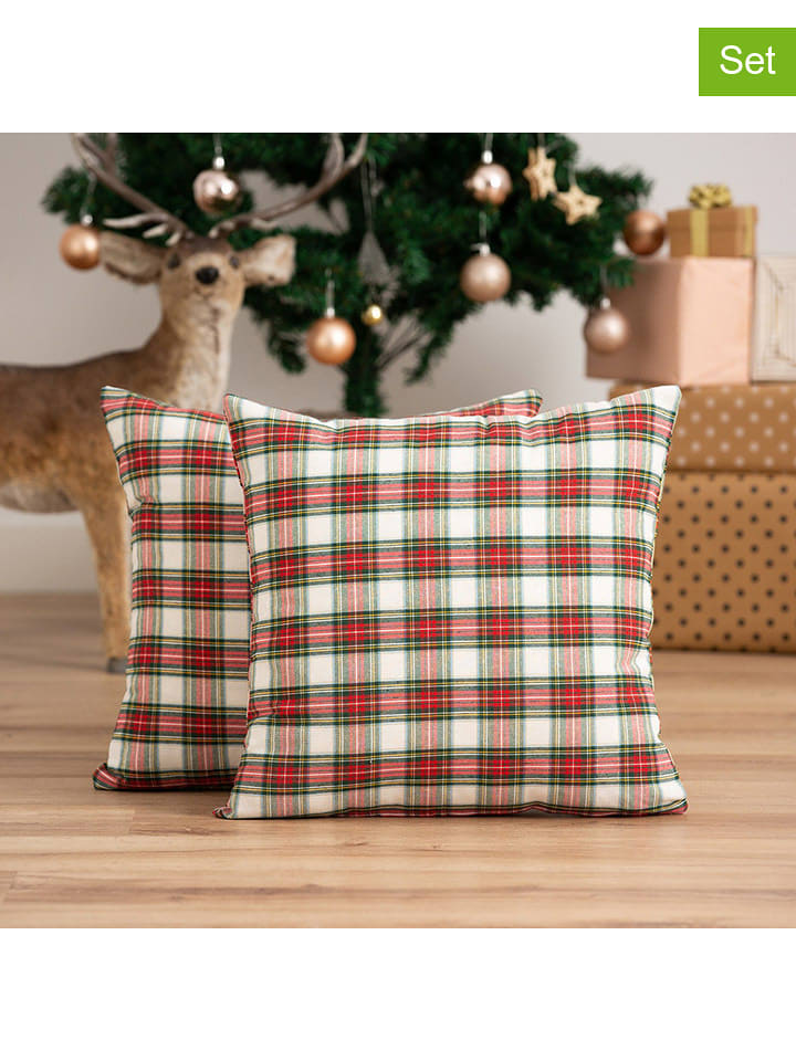 GAMUSI Poszewki (2 szt.) "Check" w kolorze biało-czerwonym na poduszkę rozmiar: 45x45 cm