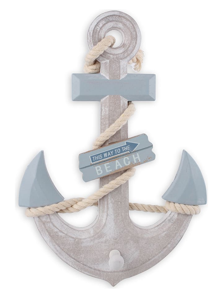 SiL Interiors Dekoracja ścienna "Anchor" w kolorze szaro-błękitnym - 22,5 x 33 cm rozmiar: onesize